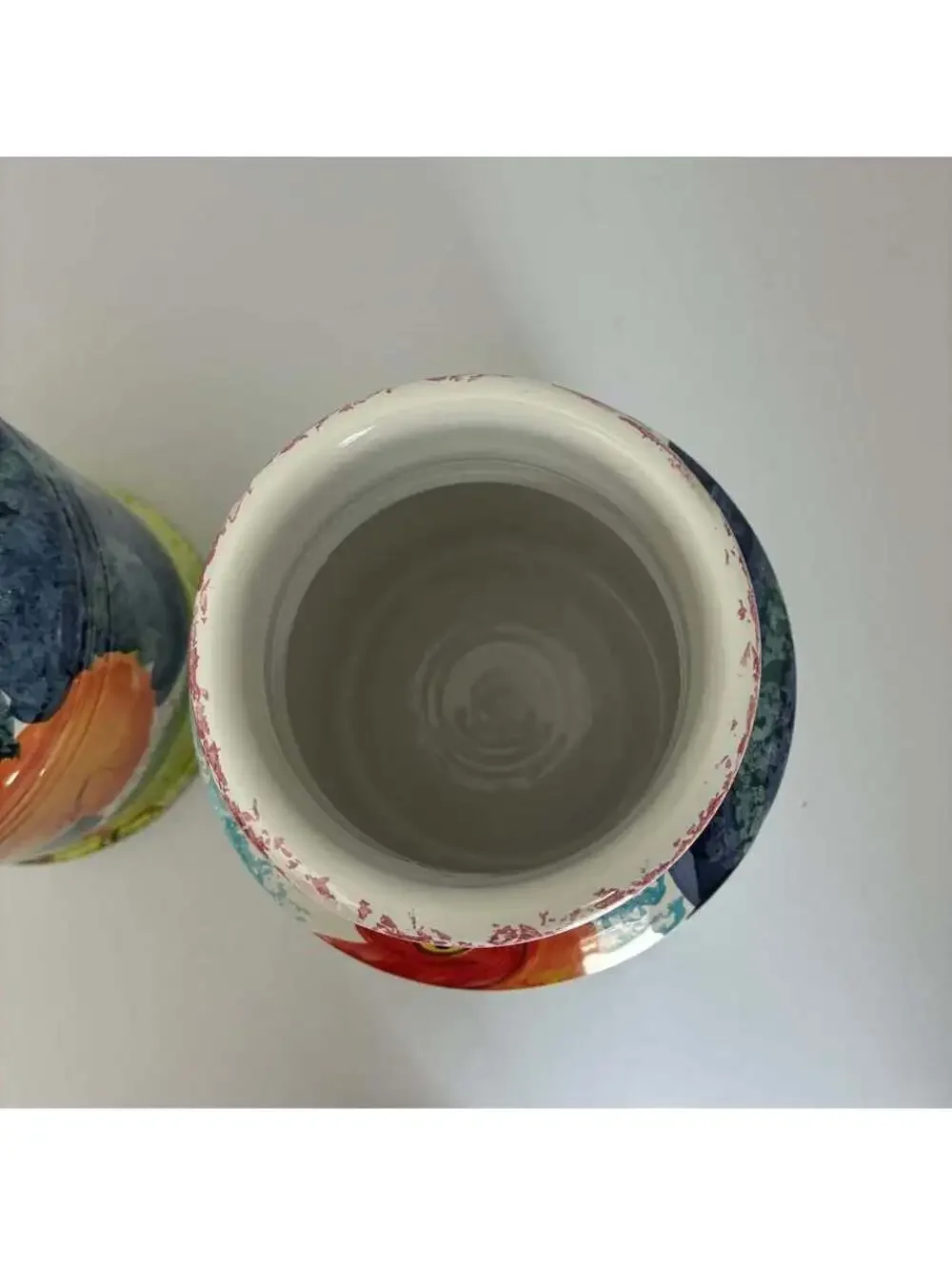 Vintage Bellini Piu Italy Rooster Ceramic Vases Pair Hand Painted 9.5”